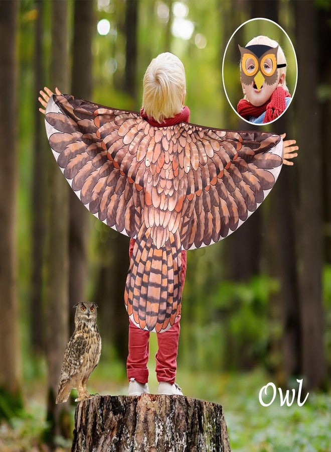 D.Q.Z Bird-Wings-Owl-Costume for Kids with Mask, Dress Up Clothes for Boys Girls Toys Eagle Role Play Hallowen Party (Brown) - Image 5